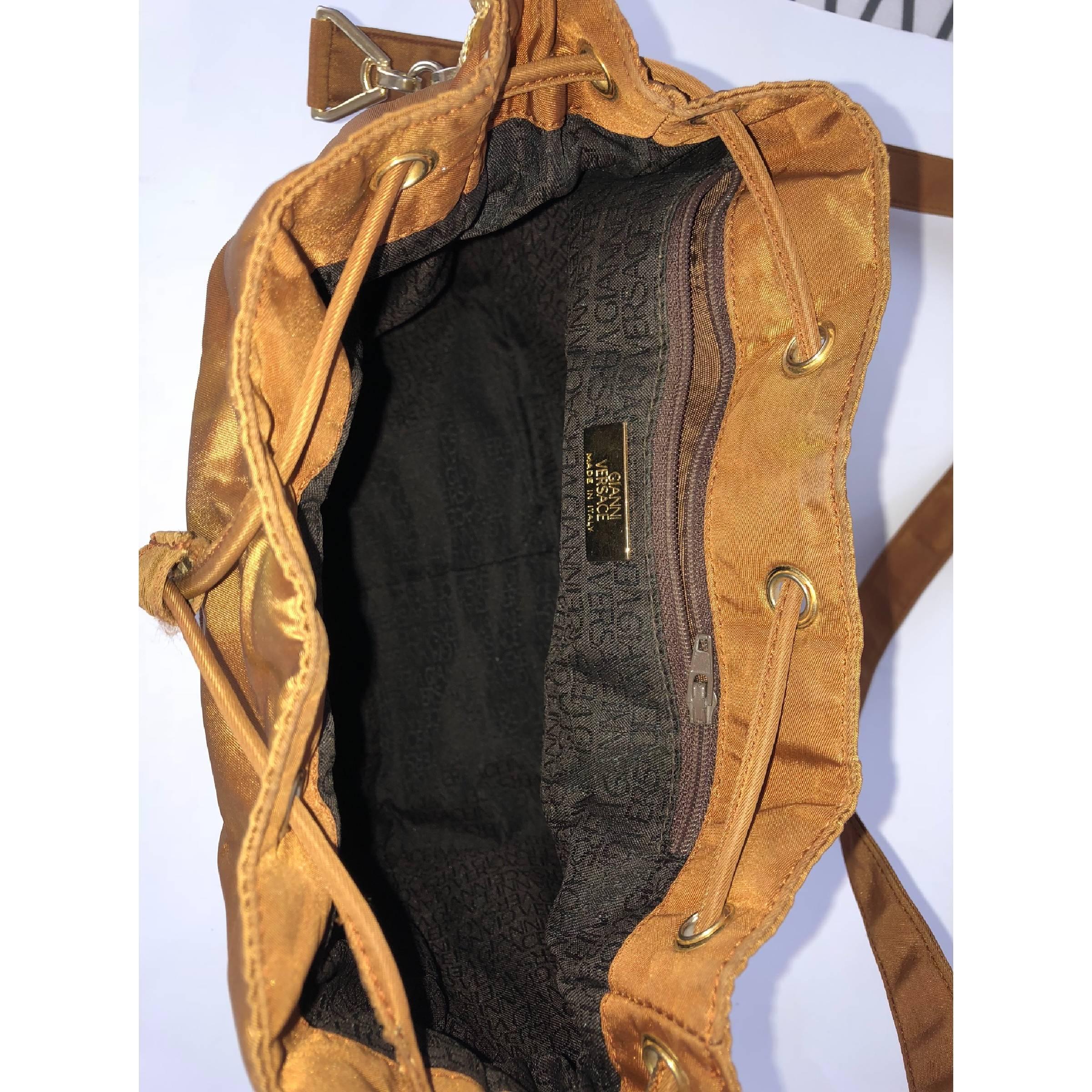 Gianni Versace Brown Satin Shoulder Bucket Bag, 1990s 3