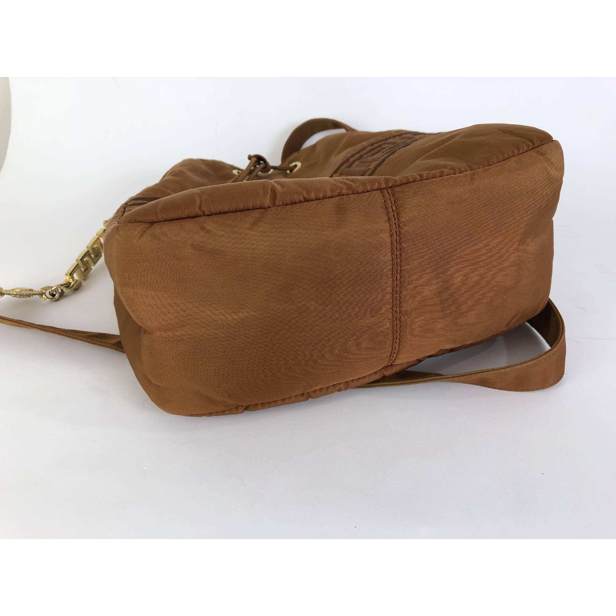 Gianni Versace Brown Satin Shoulder Bucket Bag, 1990s 5