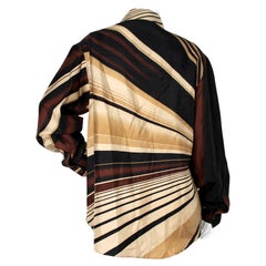 Gianni Versace Brown Sunburst Silk Print Button-Up Shirt circa 1980s