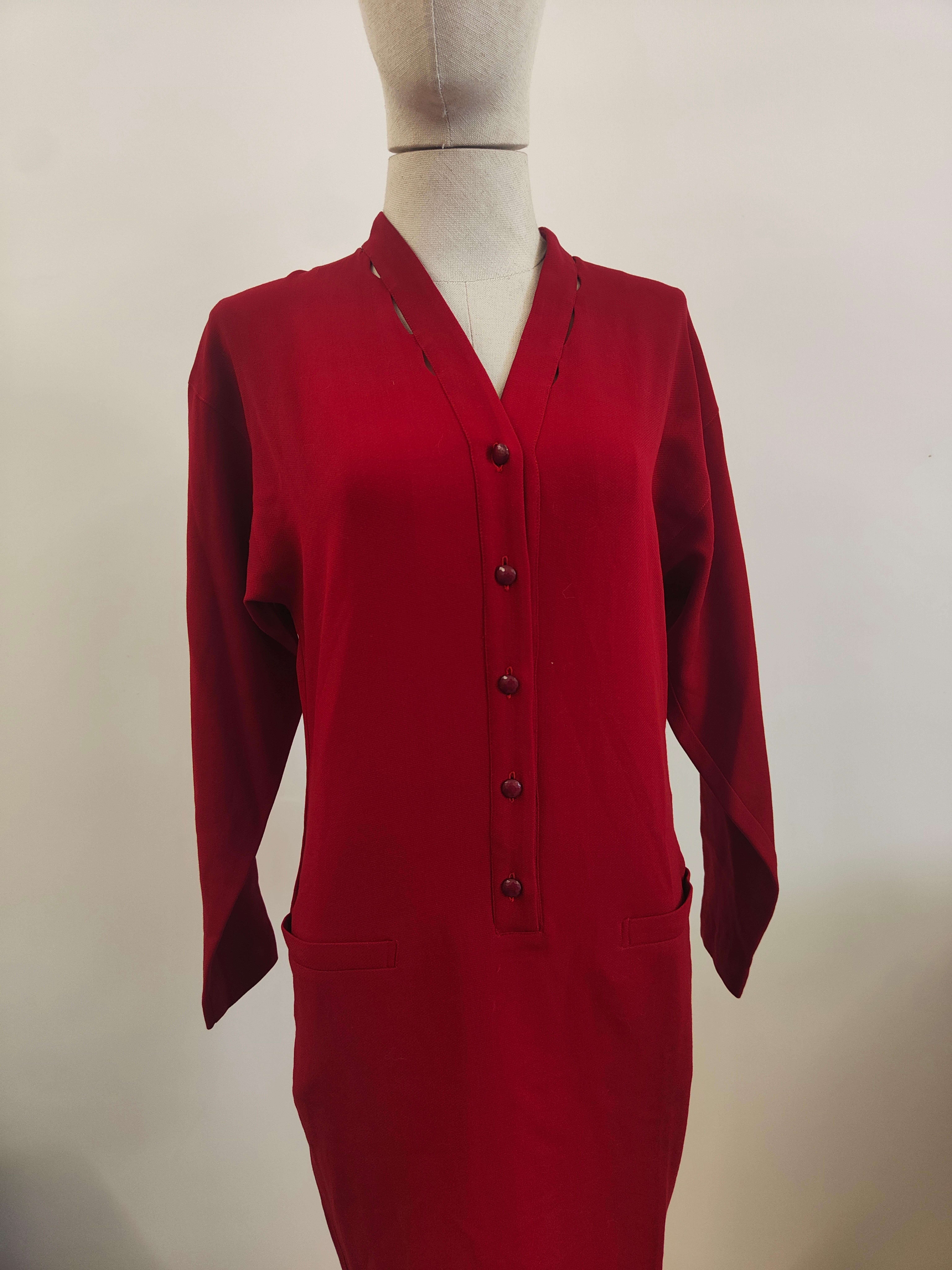 Red Gianni Versace burgundy chemisier dress For Sale