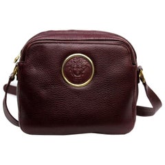 Gianni Versace Burgundy Leather Vintage Crossbody Bag 