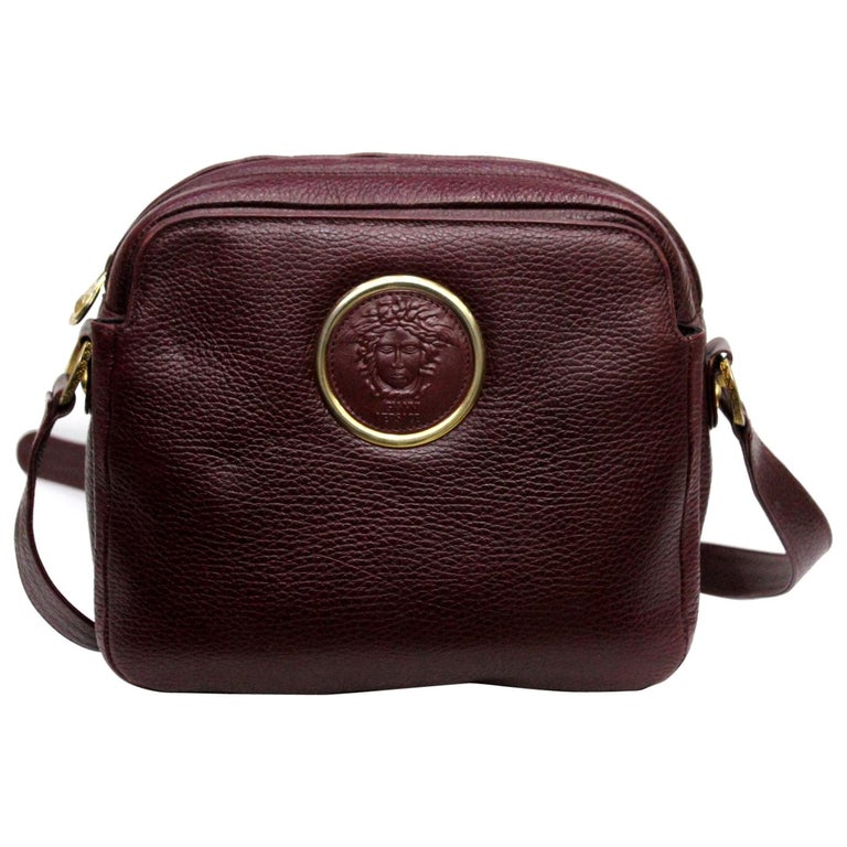 Gianni Versace Burgundy Leather Vintage Crossbody Bag at 1stDibs | burgundy  leather bag