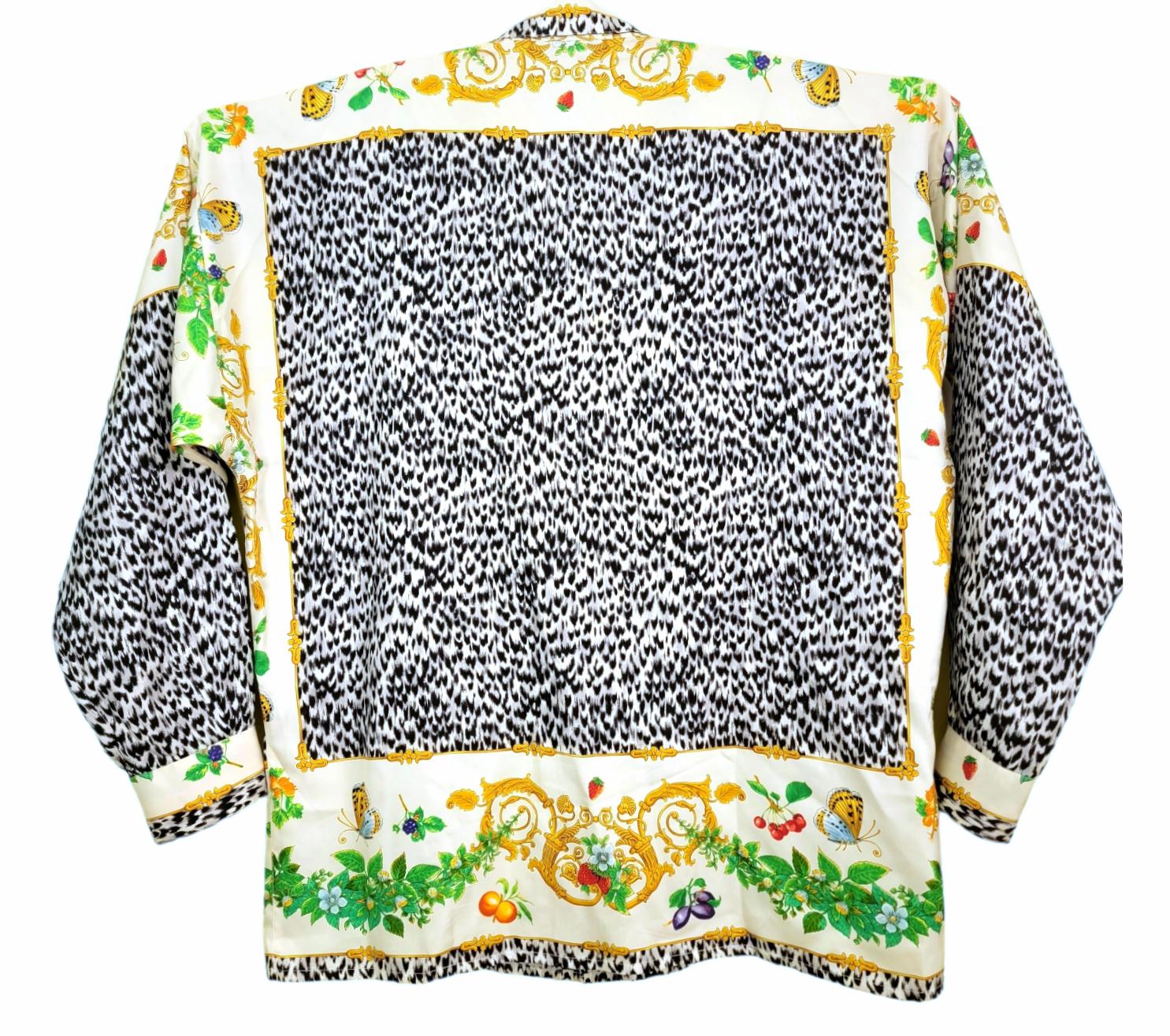 Gianni Versace silk Butterfly Fruit All-over Pattern Long sleeve shirt tops multicolor