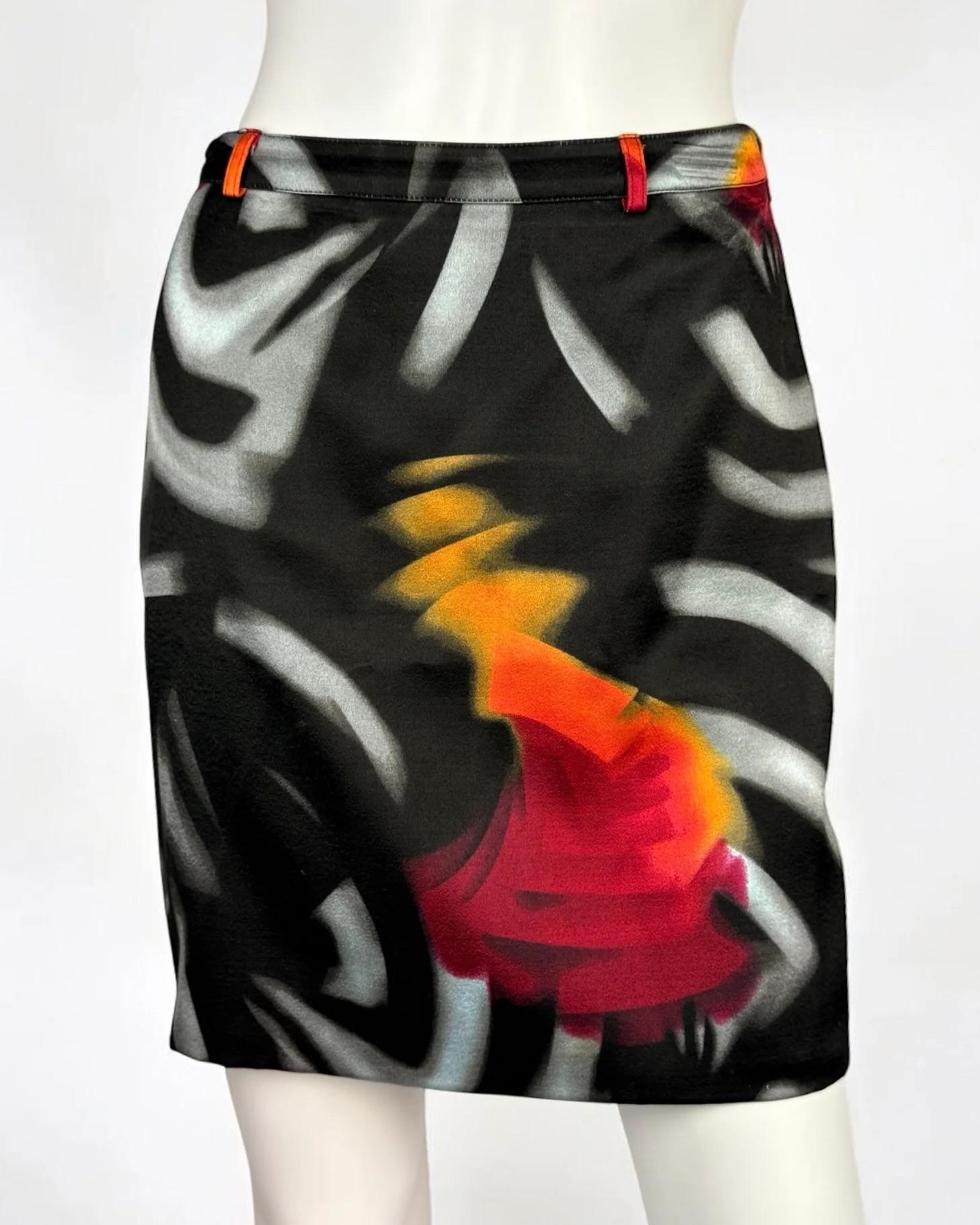 Gianni Versace by Donatella Versace Abstract Skirt & Mesh Top, FW 1999 For Sale 1