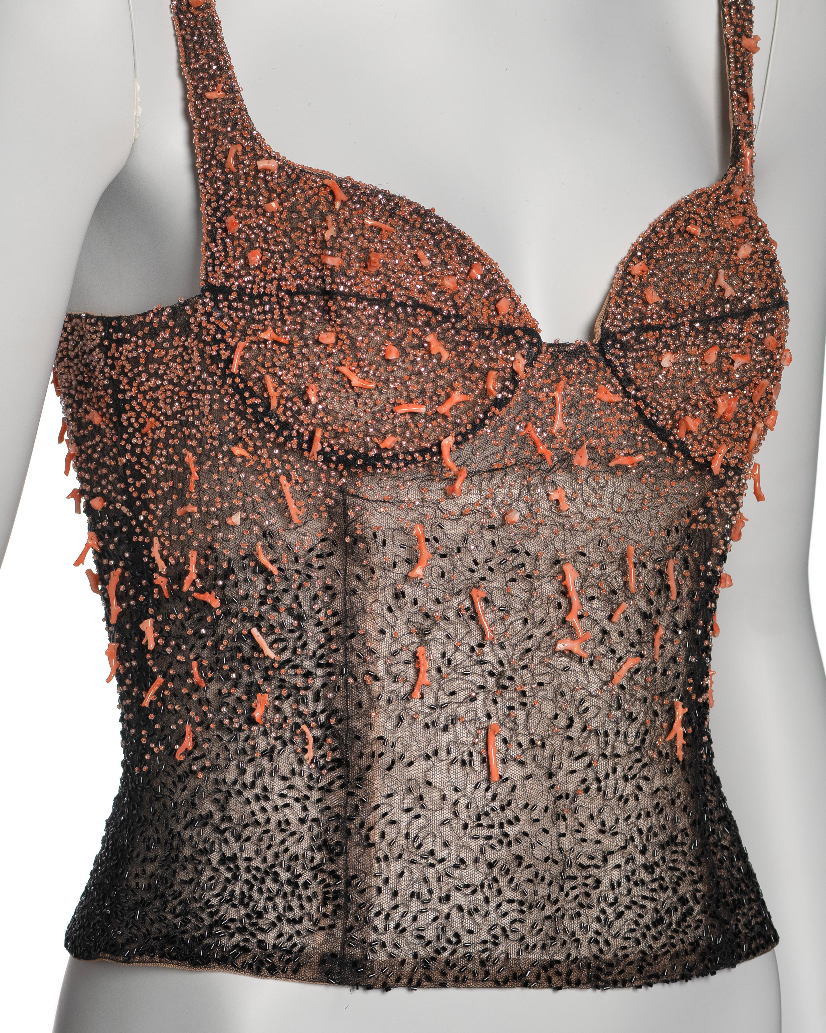 Gianni Versace by Donatella Versace Coral Embellished Corset Top, FW 1999 5
