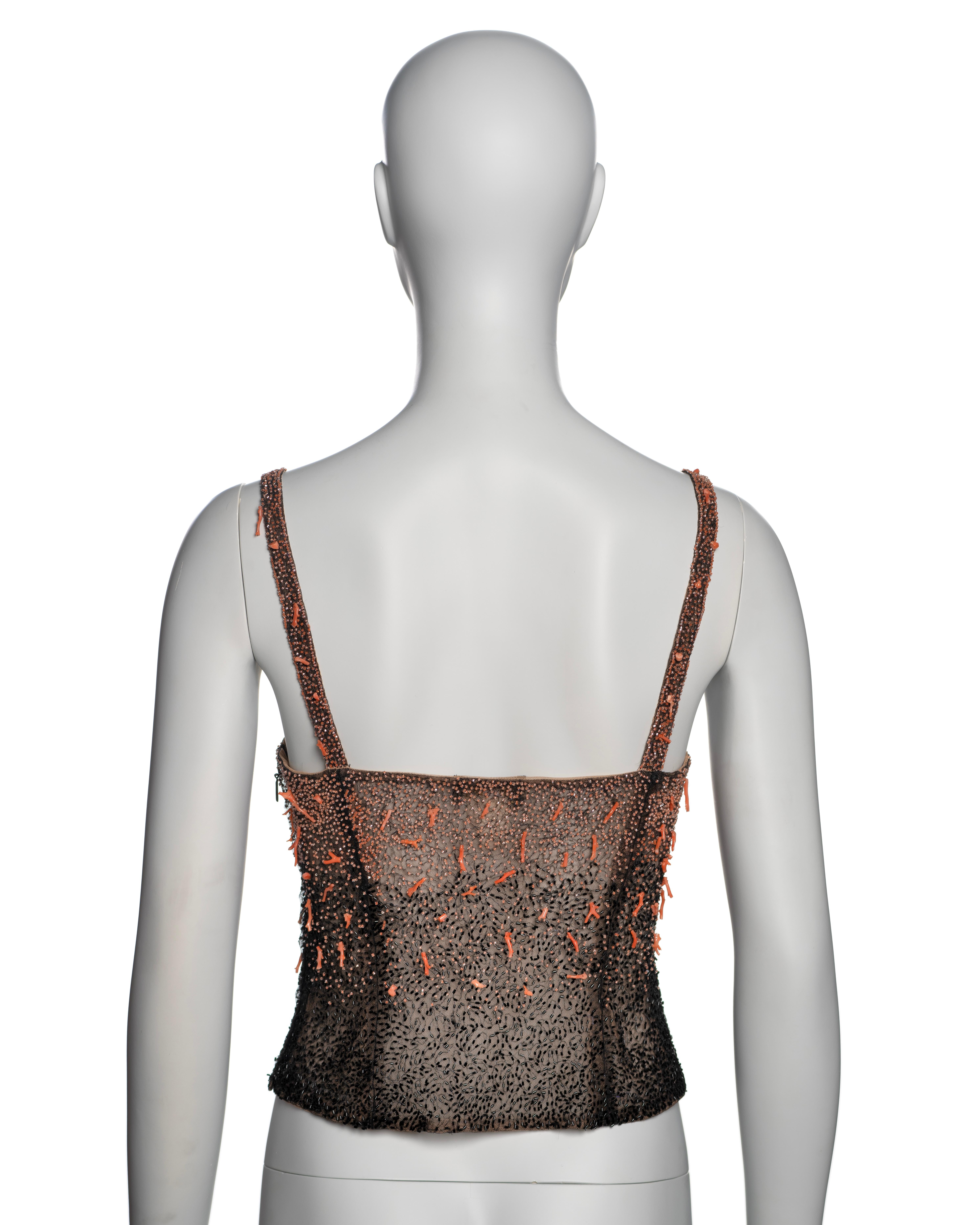 Gianni Versace by Donatella Versace Coral Embellished Corset Top, FW 1999 6