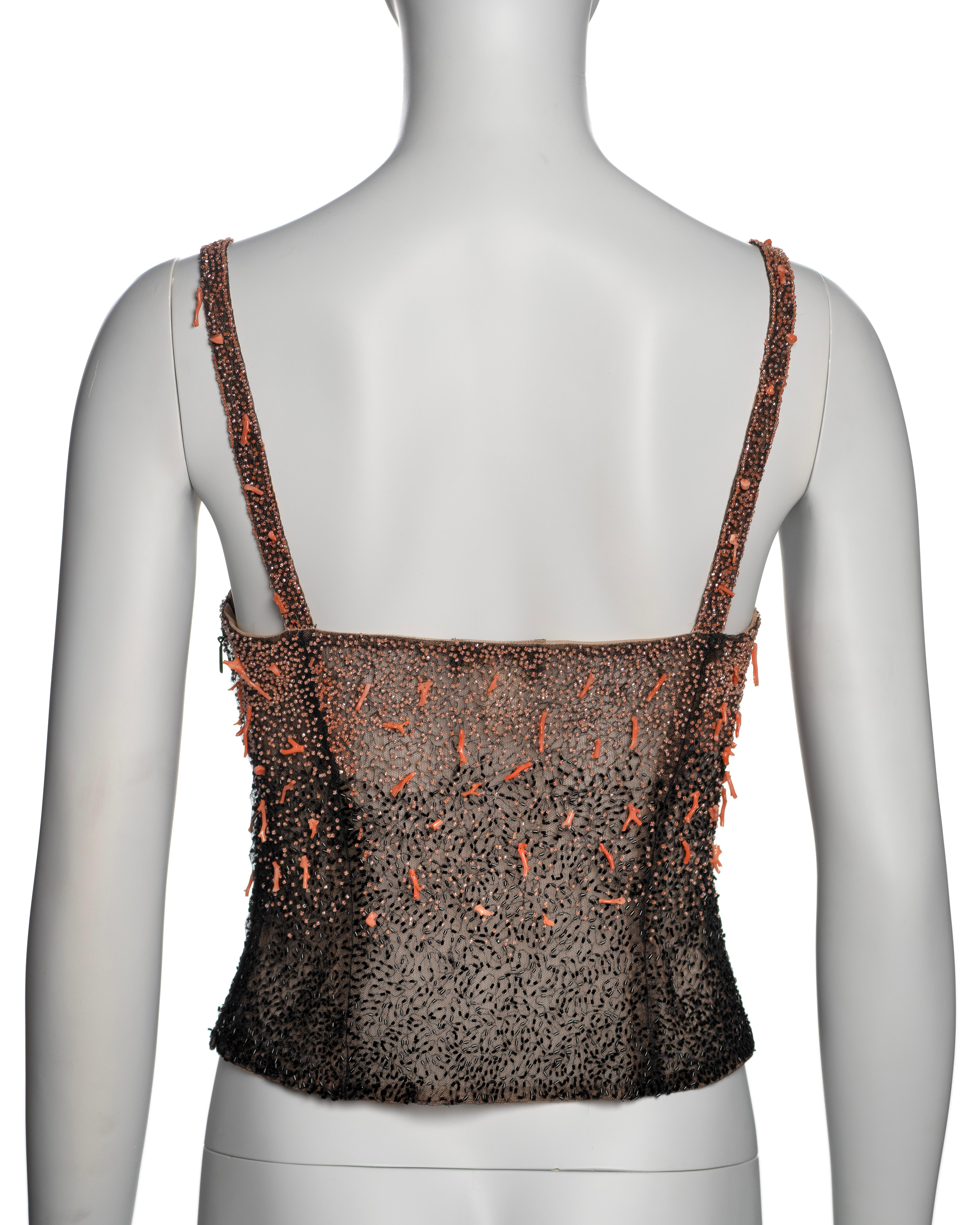 Gianni Versace by Donatella Versace Coral Embellished Corset Top, FW 1999 7
