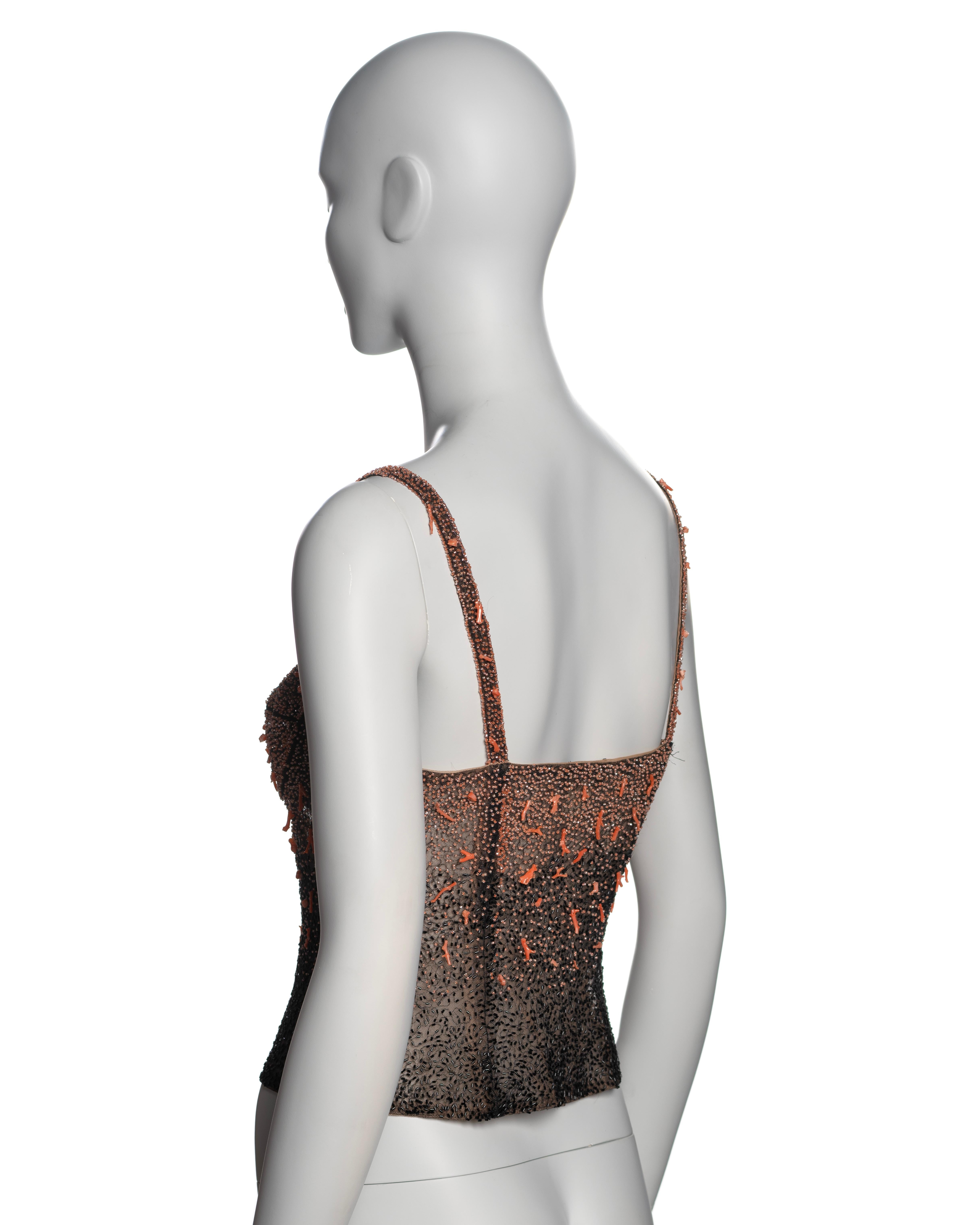 Gianni Versace by Donatella Versace Coral Embellished Corset Top, FW 1999 8