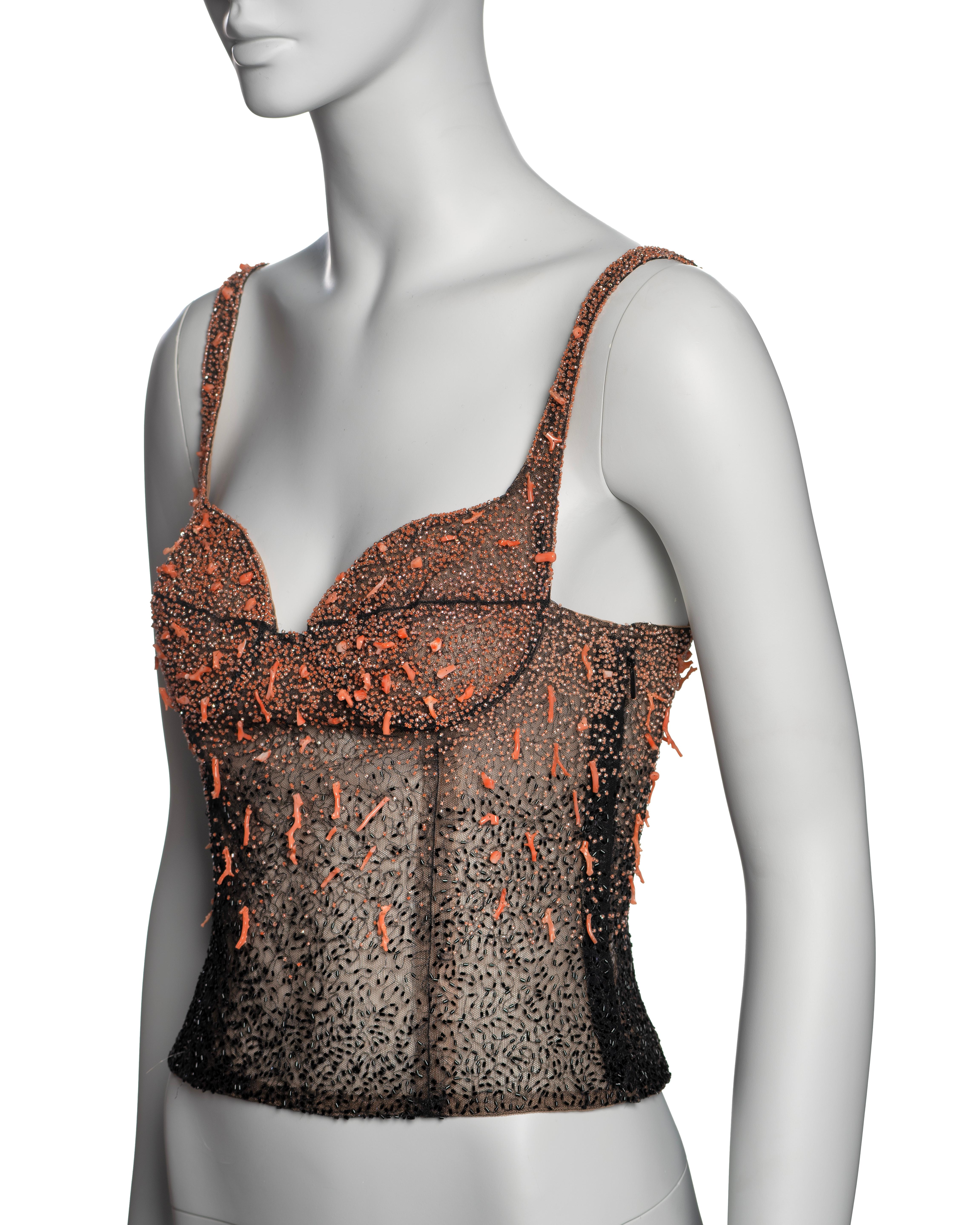 Gianni Versace by Donatella Versace Coral Embellished Corset Top, FW 1999 11