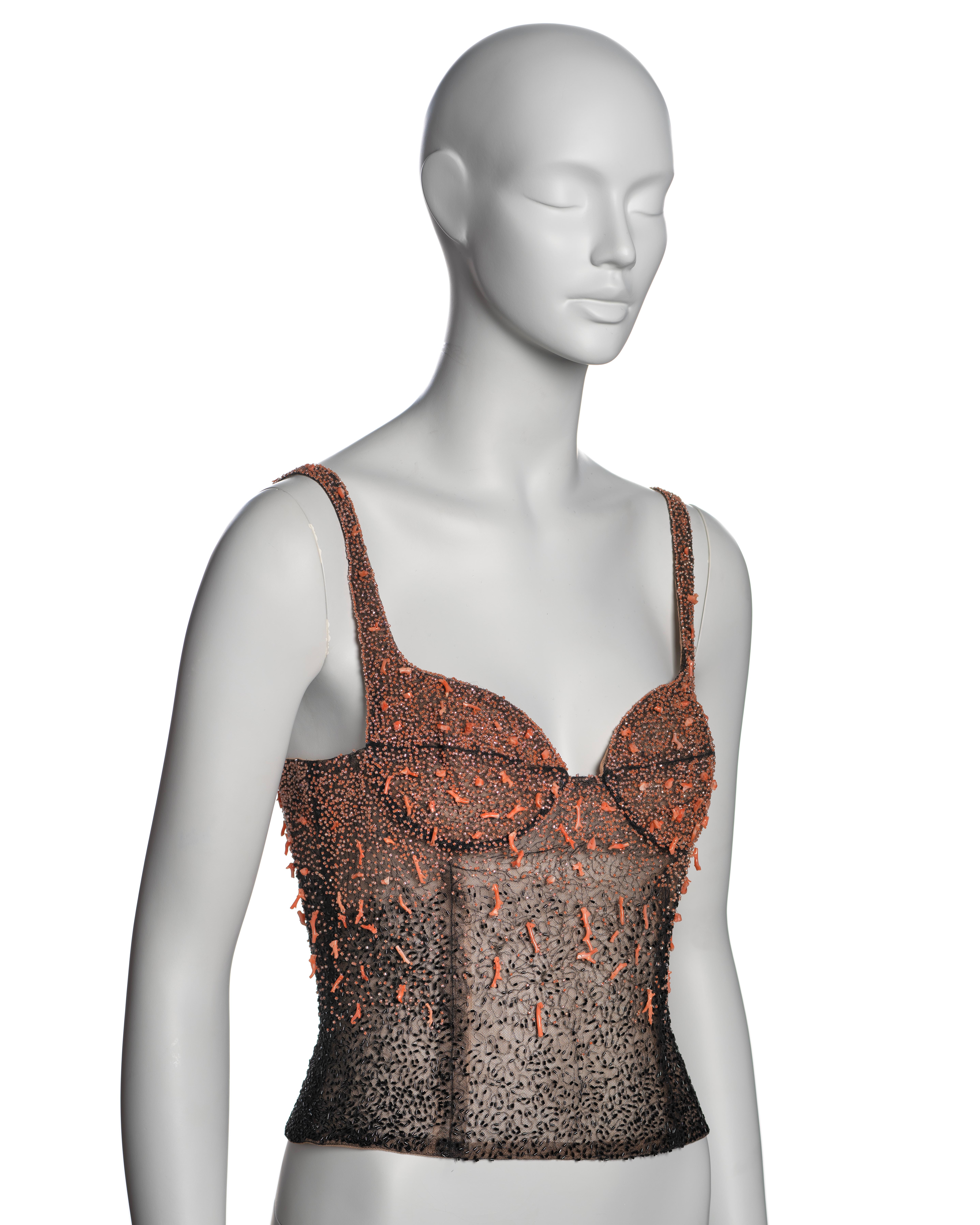 Gianni Versace by Donatella Versace Coral Embellished Corset Top, FW 1999 3