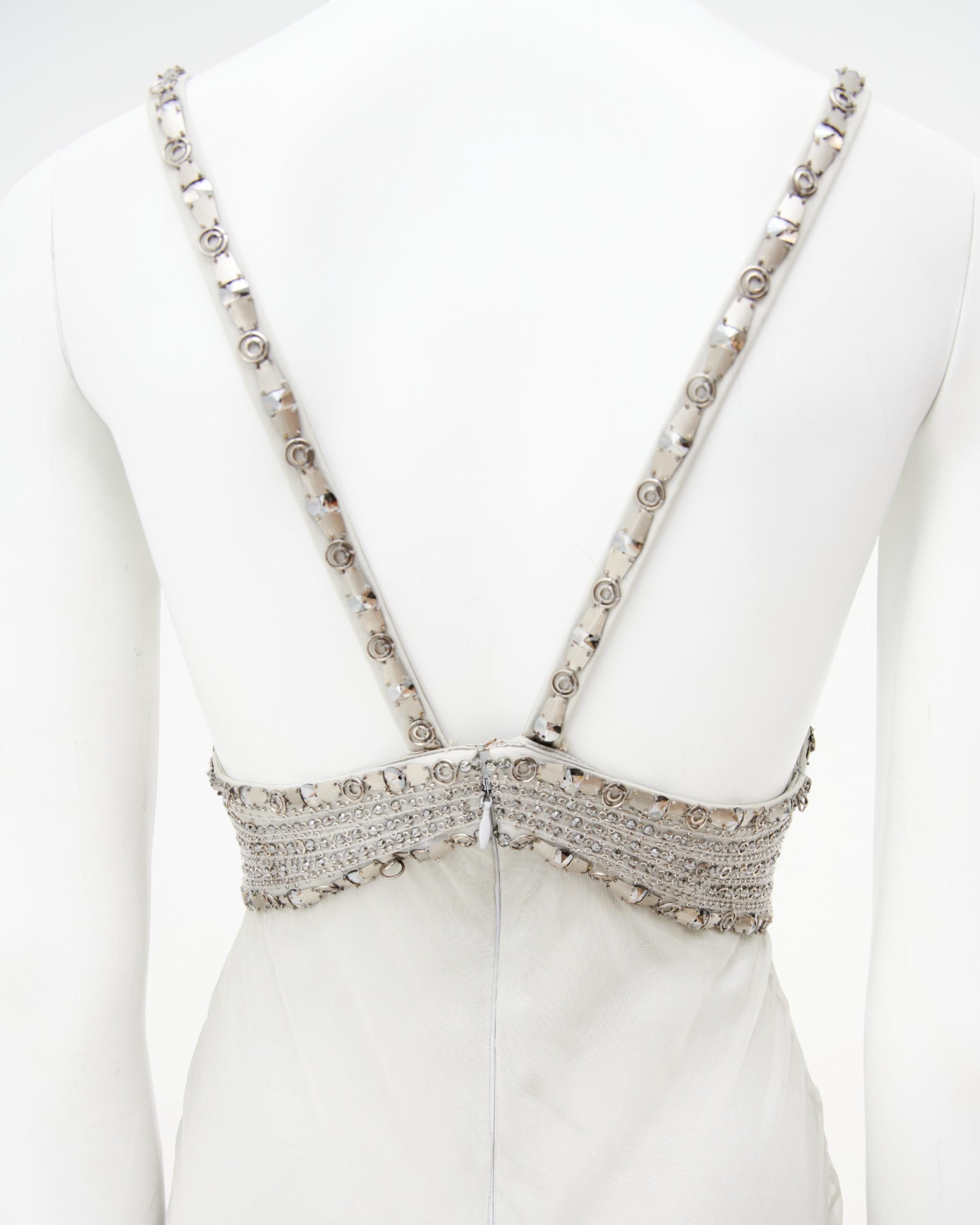Gianni Versace von Donatella	F/W 2006 Verschönertes Langes Kleid in Grau im Angebot 2