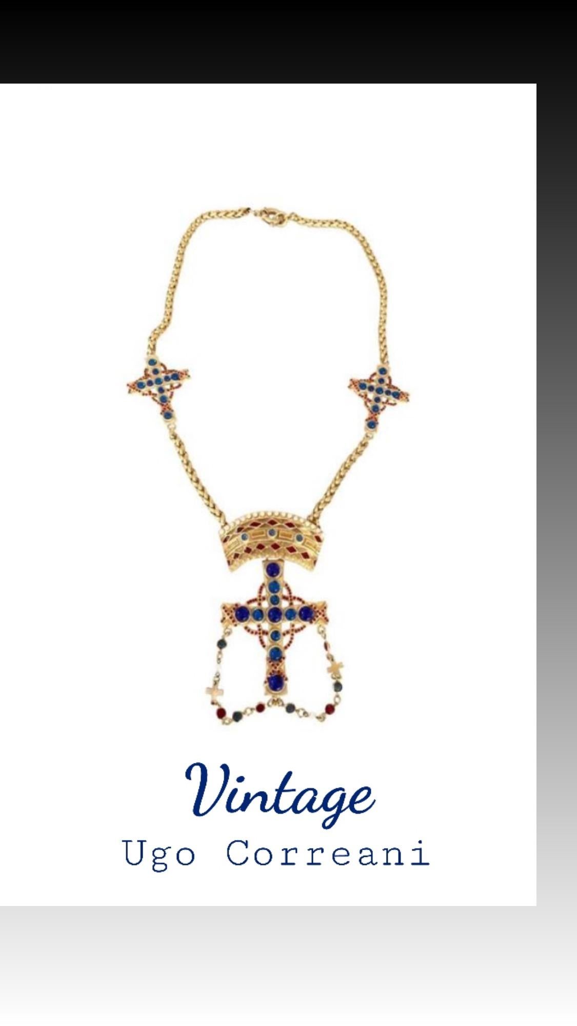 Baroque Gianni Versace by Ugo Correani Triple cross pendant necklace, 1980s  For Sale