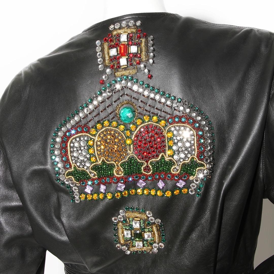 Black Gianni Versace Byzantine Moto Jacket