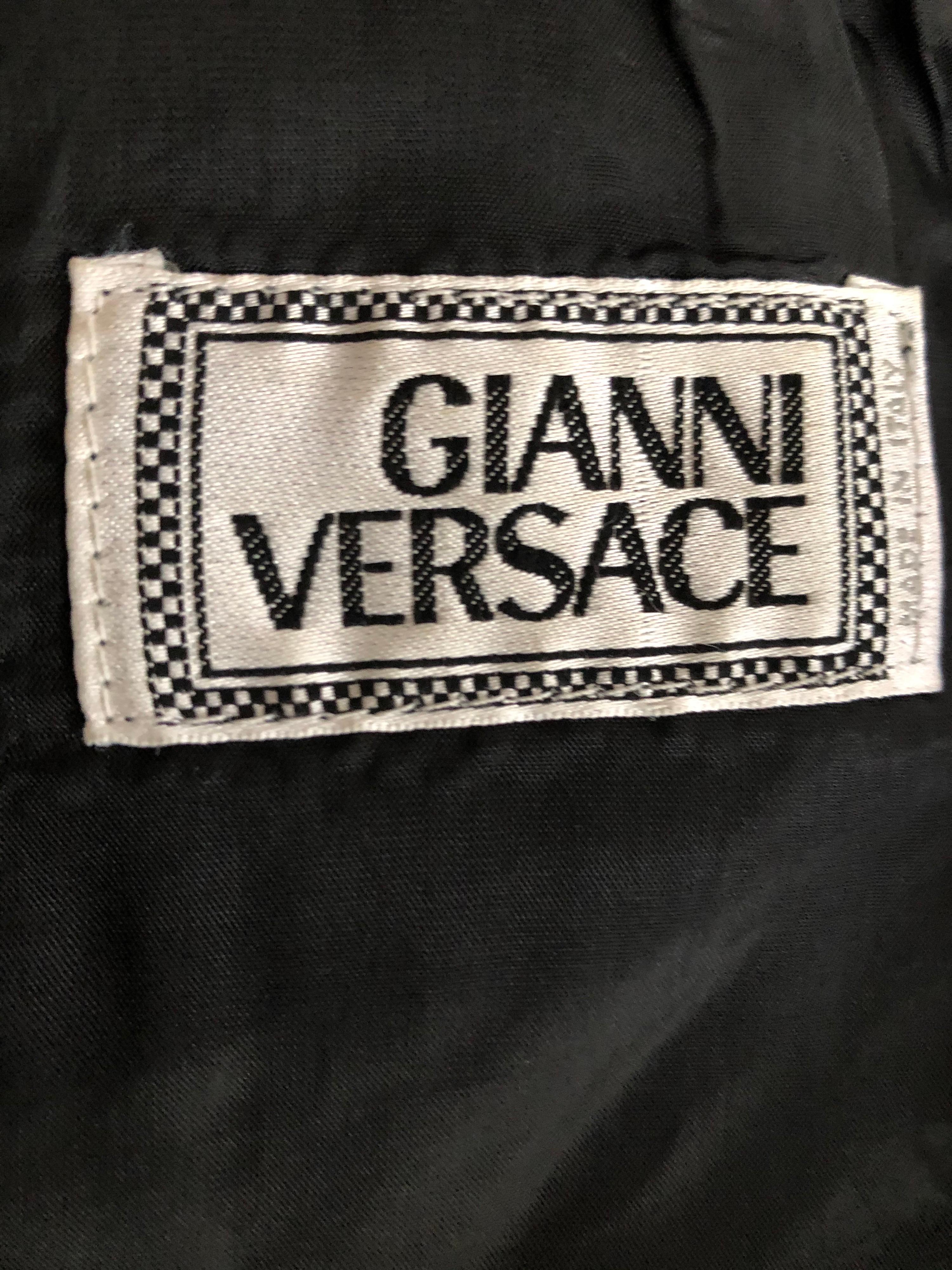 Gianni Versace F/W 1992 Vintage Embellished Black Leather Vest Top In Good Condition In Naples, FL