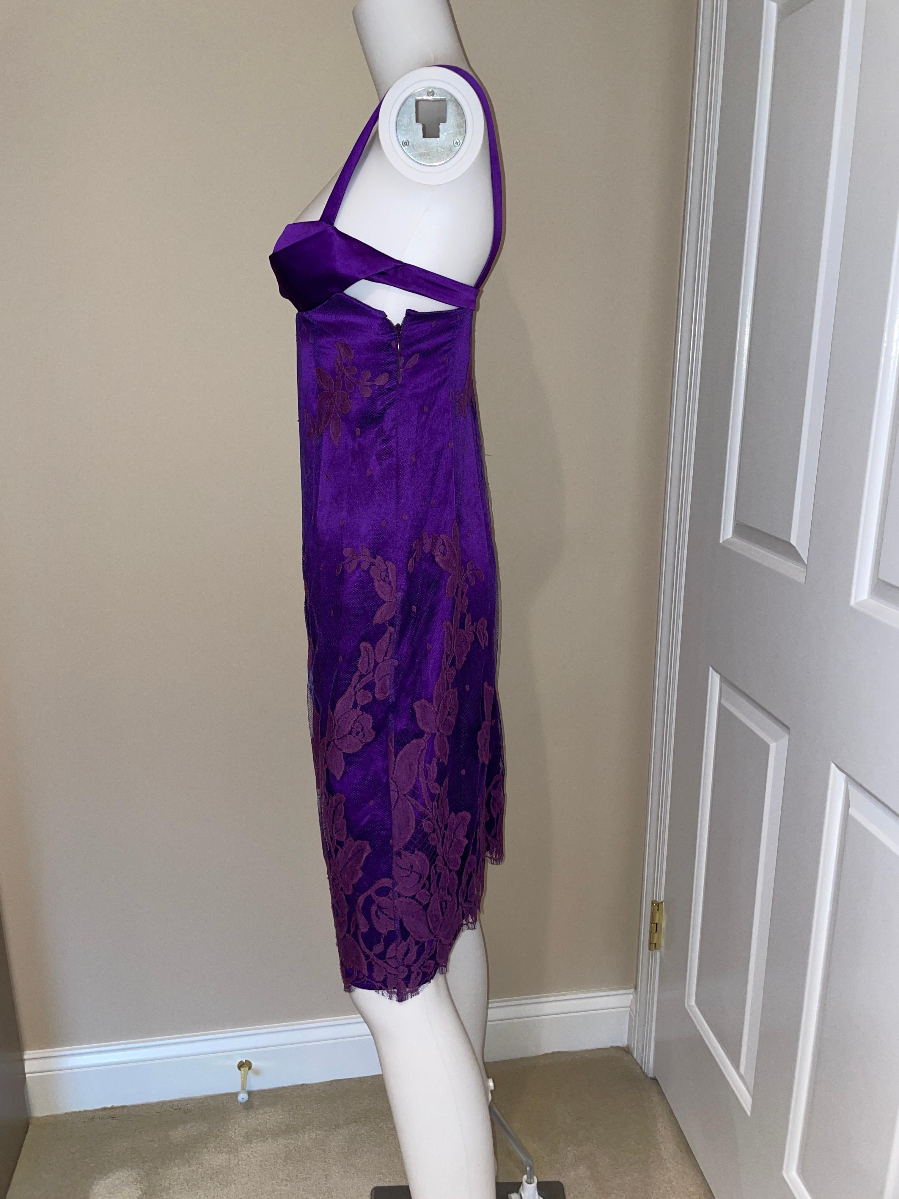 GIANNI VERSACE c. 1996 purple lace dress In Excellent Condition In Leonardo, NJ