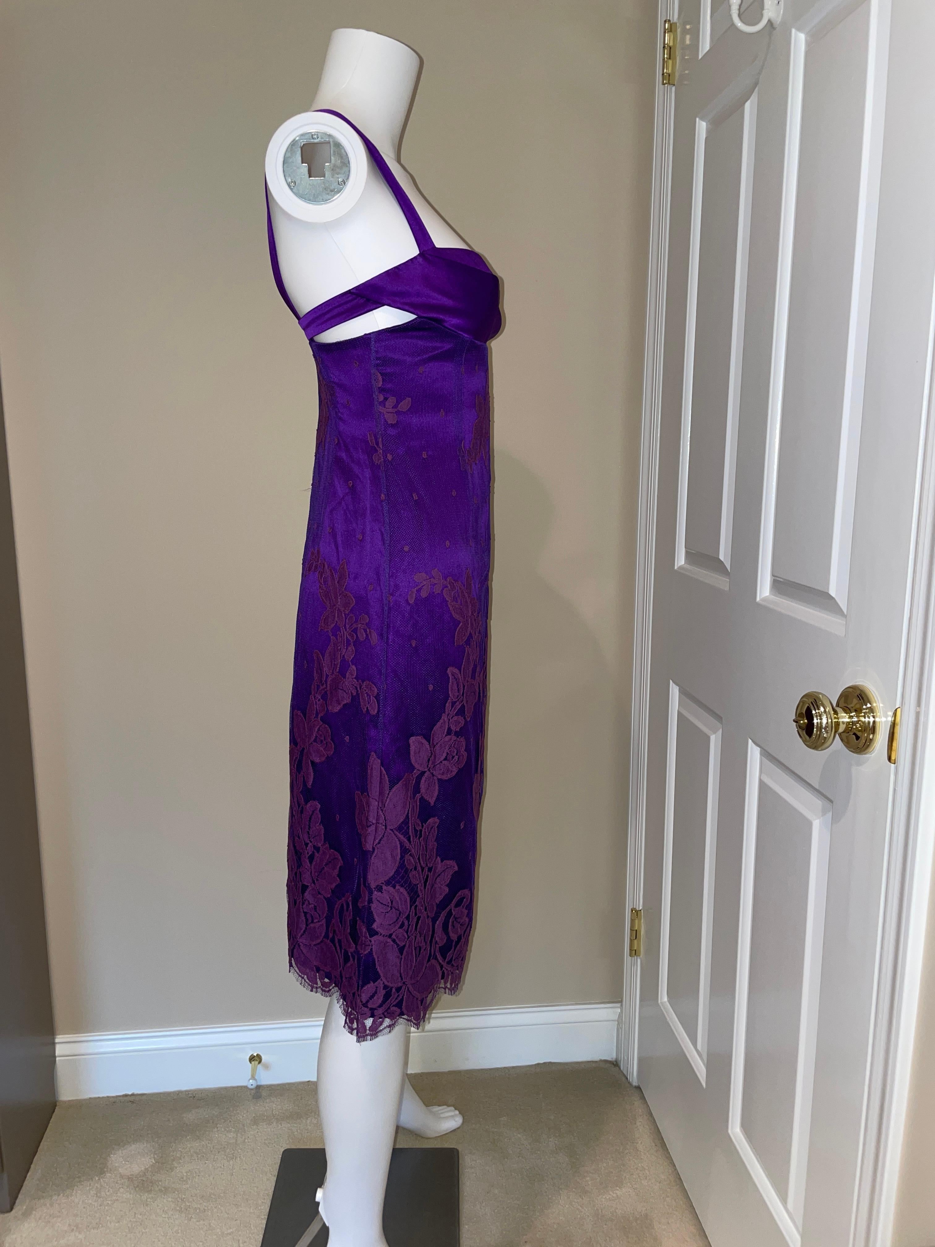 GIANNI VERSACE c. 1996 purple lace dress 1