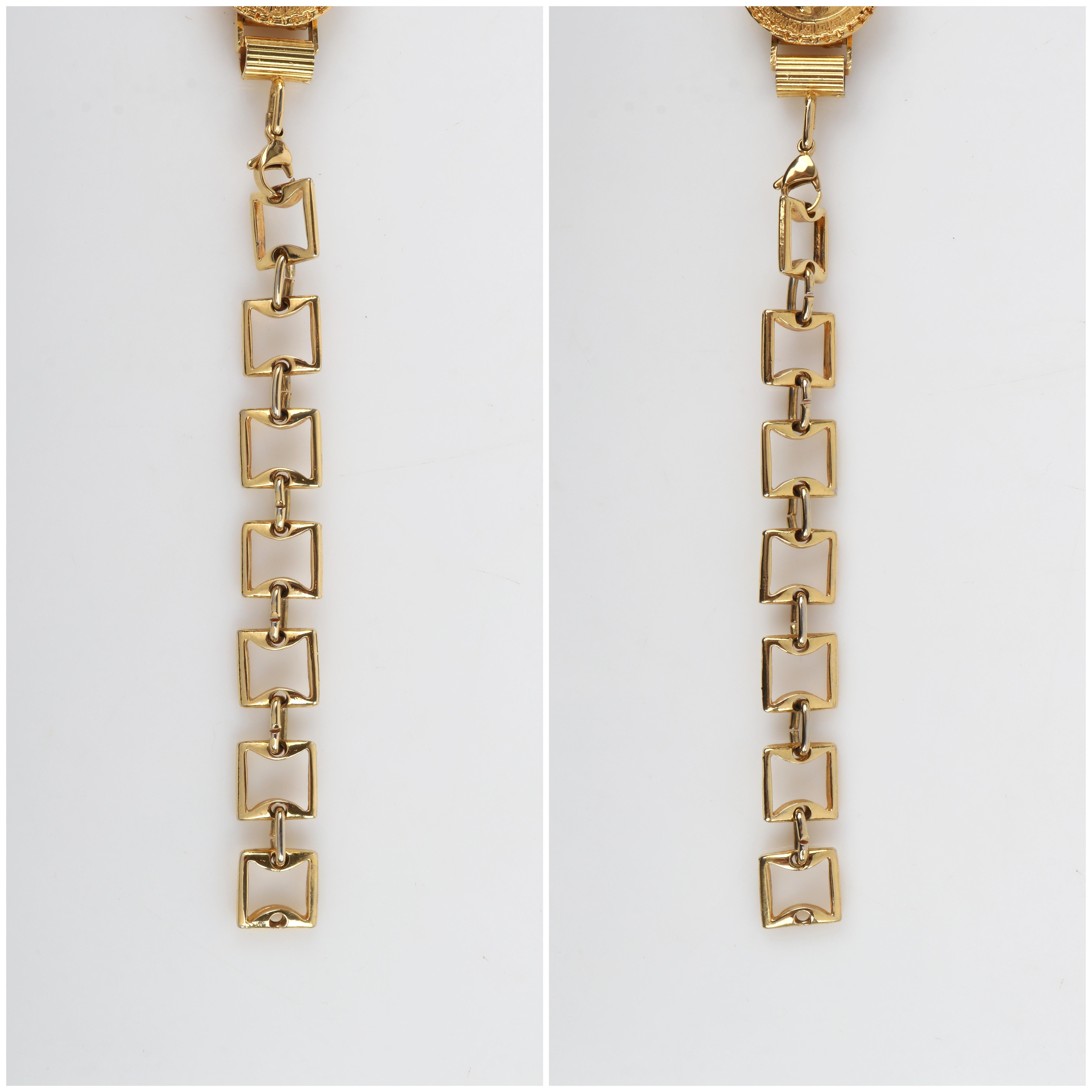 GIANNI VERSACE c.1990's Gold Metal Medusa Emblem Chain Coin Link Clasp Belt For Sale 4