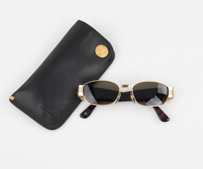 GIANNI VERSACE c.1990s Gold Tortoiseshell Medusa Emblem Oval  display picture 1