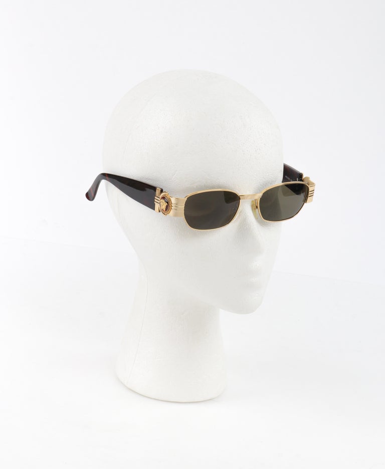 GIANNI VERSACE c.1990s Gold Tortoiseshell Medusa Emblem Oval  display picture 2