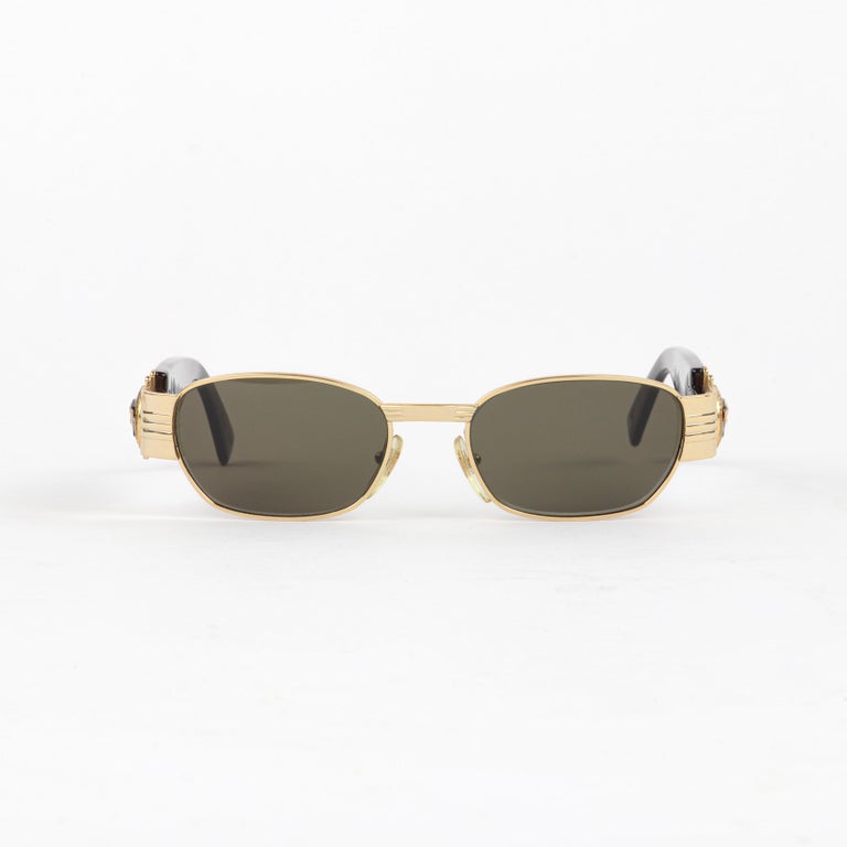 GIANNI VERSACE c.1990s Gold Tortoiseshell Medusa Emblem Oval  display picture 1