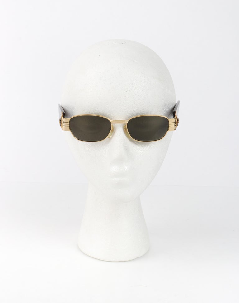 GIANNI VERSACE c.1990s Gold Tortoiseshell Medusa Emblem Oval  display picture 3