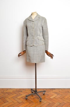 Gianni Versace C.1994 Grey Woven leather Jacket & Mini Skirt Suit set