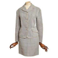 Gianni Versace C.1994 Grey Woven leather Jacket & Mini Skirt Suit set