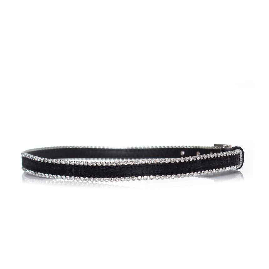 Black Gianni Versace, canvas medusa belt with strass For Sale