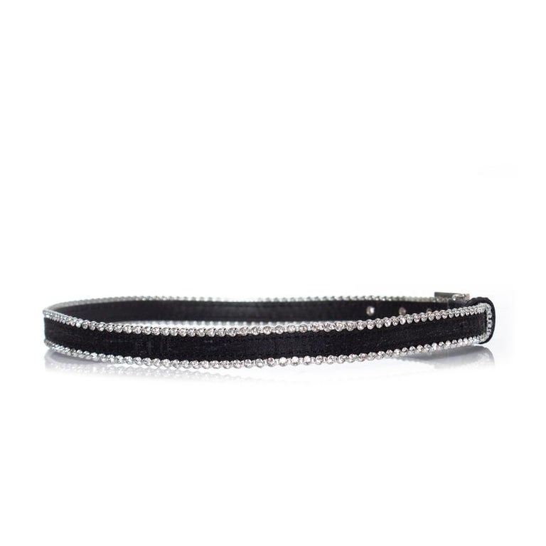 Gianni Versace, canvas medusa belt with strass For Sale at  display picture 2