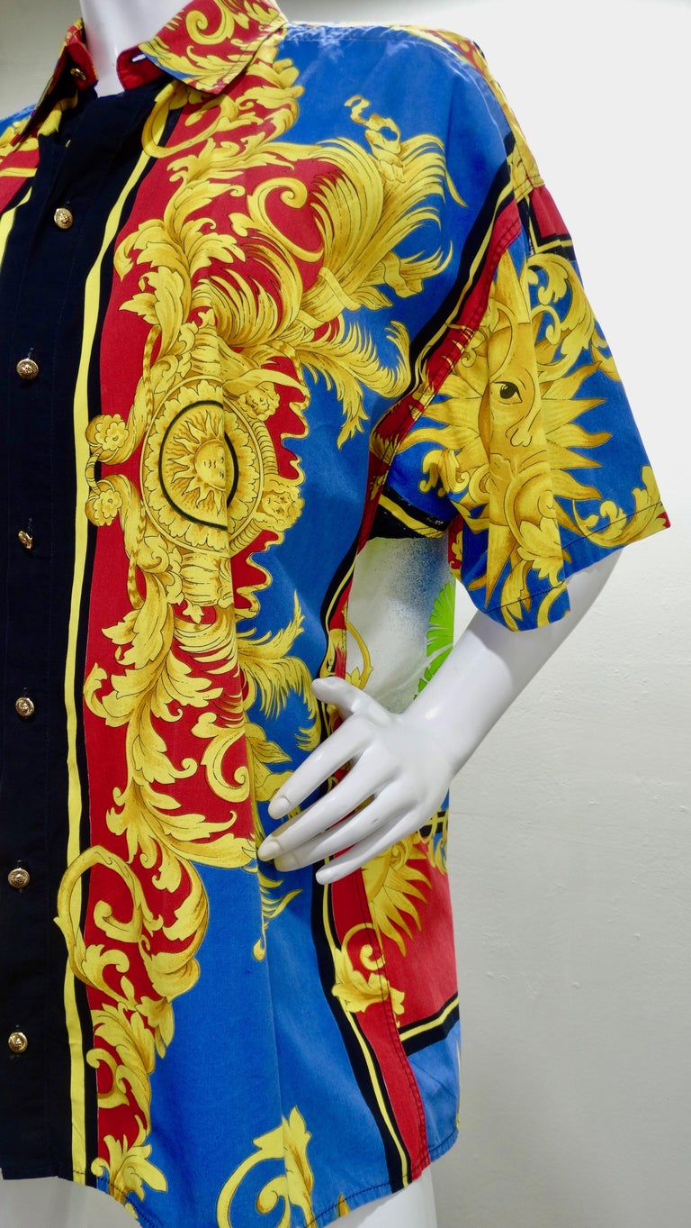Gianni Versace Celestial Sun Miami Cotton Shirt at 1stDibs | 90s