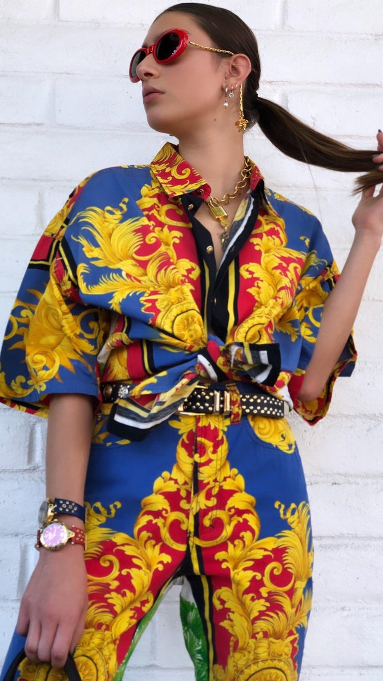 Gianni Versace Celestial Sun Miami Cotton Shirt at 1stDibs | 90s 
