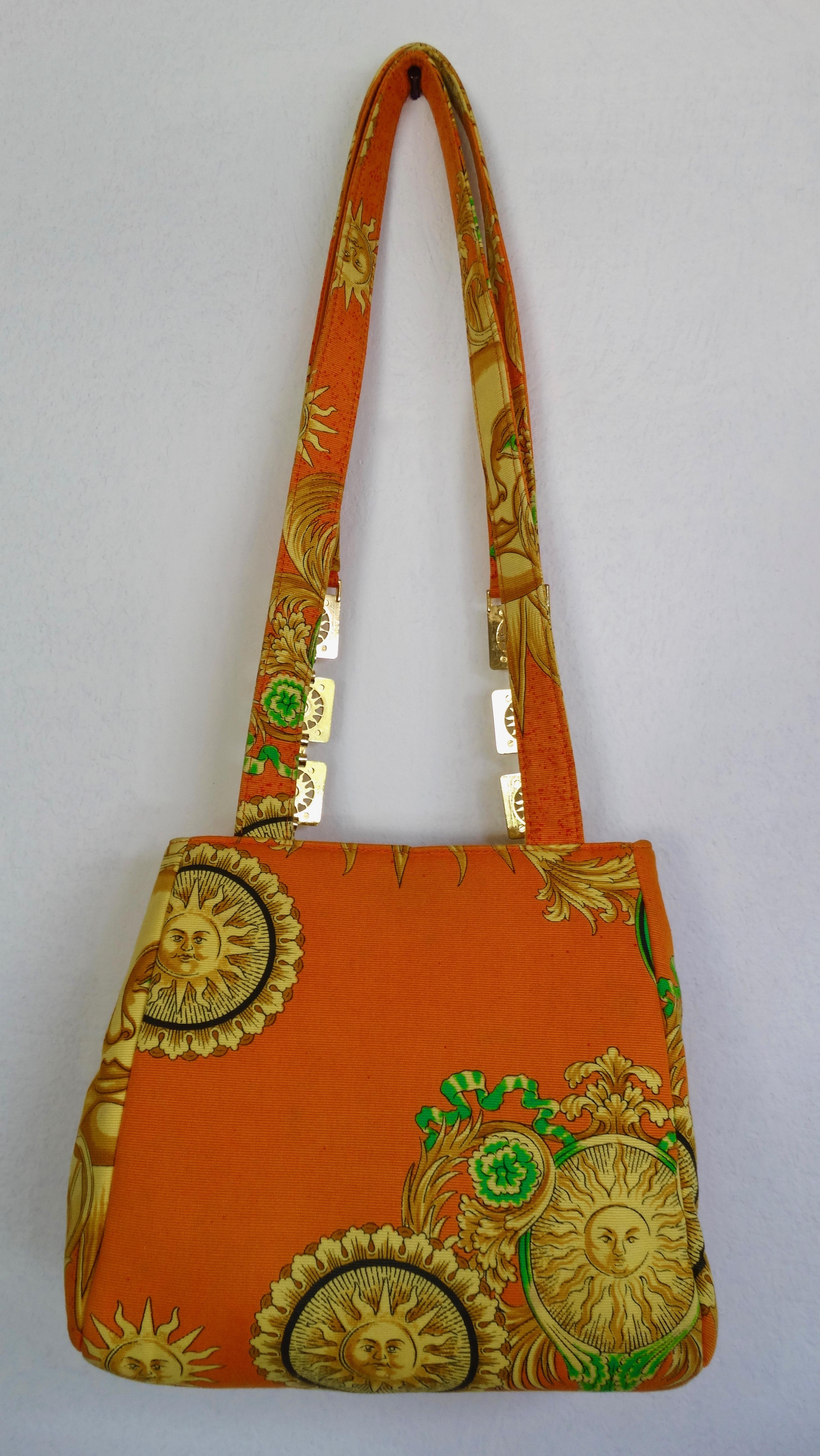 Orange Gianni Versace Celestial Sun Shoulder Handbag