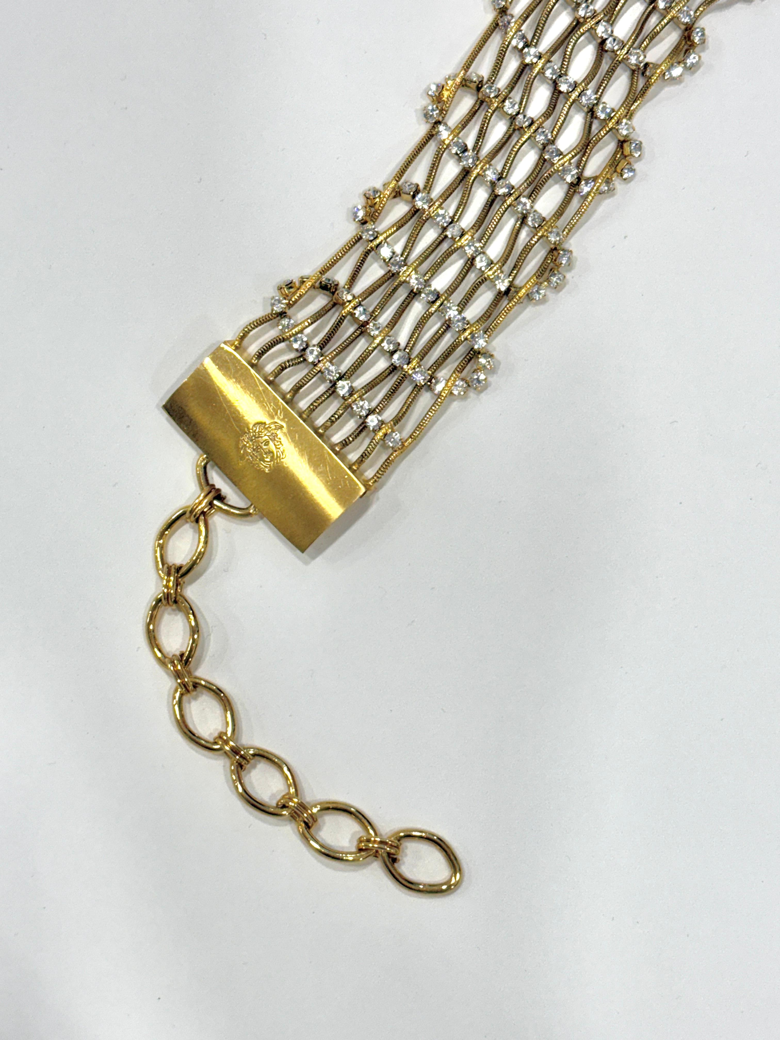 Cinturón de cota de malla y brillantes Gianni Versace c.1980's en venta 1
