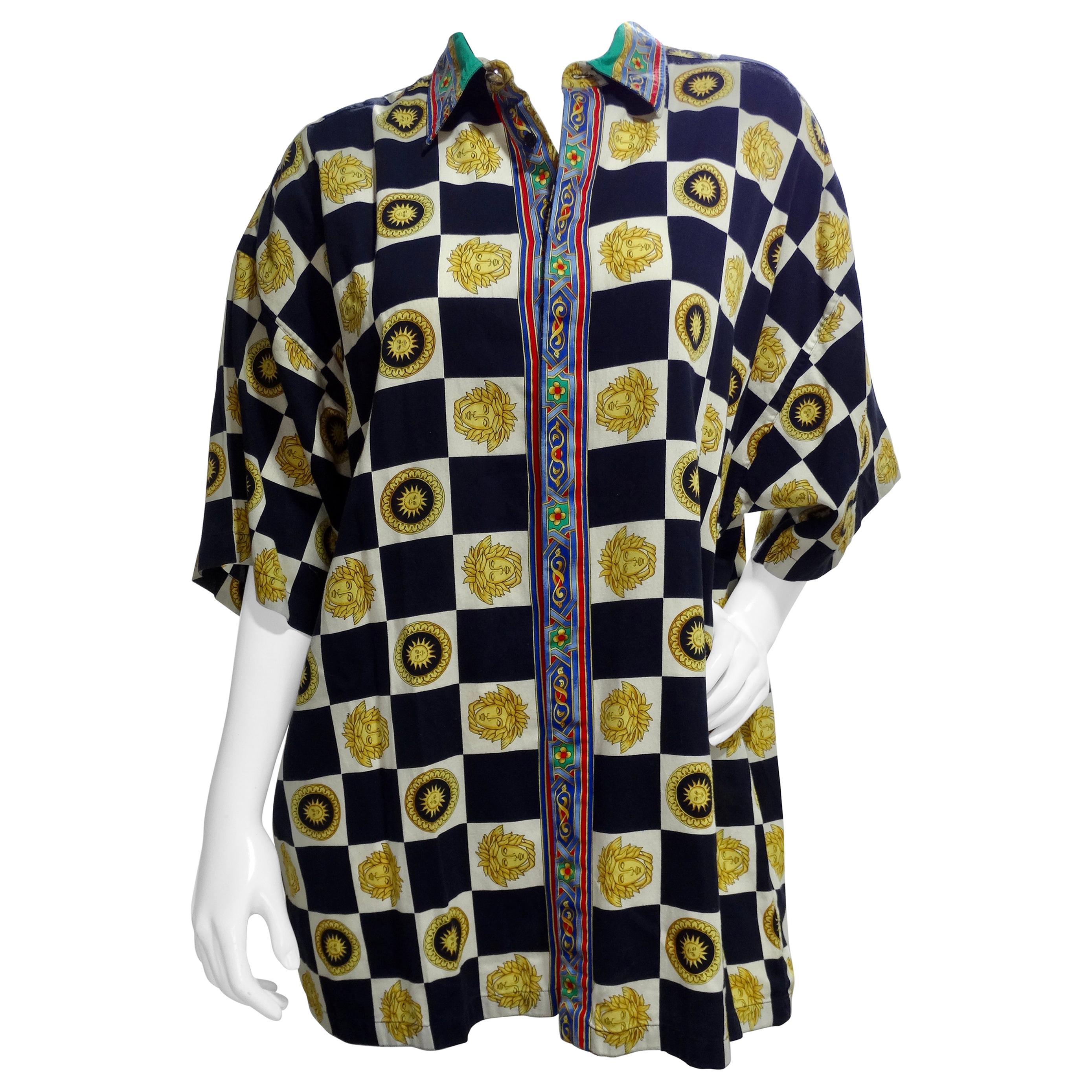 Gianni Versace Checkered Button-Up Shirt