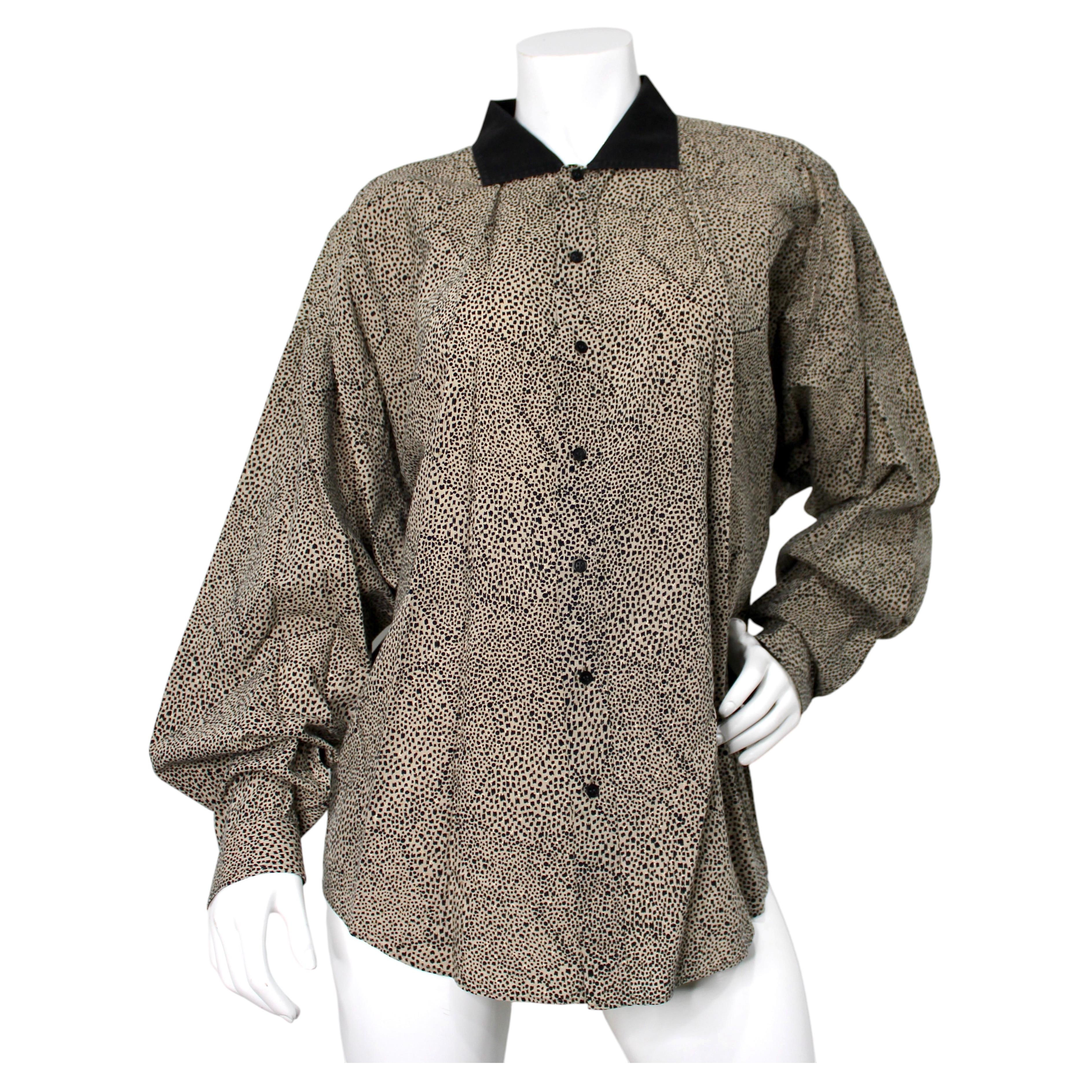 Gianni Versace Cheetah Print Cotton Button-Up Shirt circa 1980s