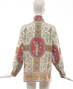Gianni Versace Cherub Print Silk Blouse, Circa 1990's