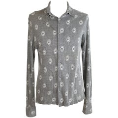 Vintage Gianni Versace Classic Monogram Cotton Blend Black and White Italian Shirt, 1990