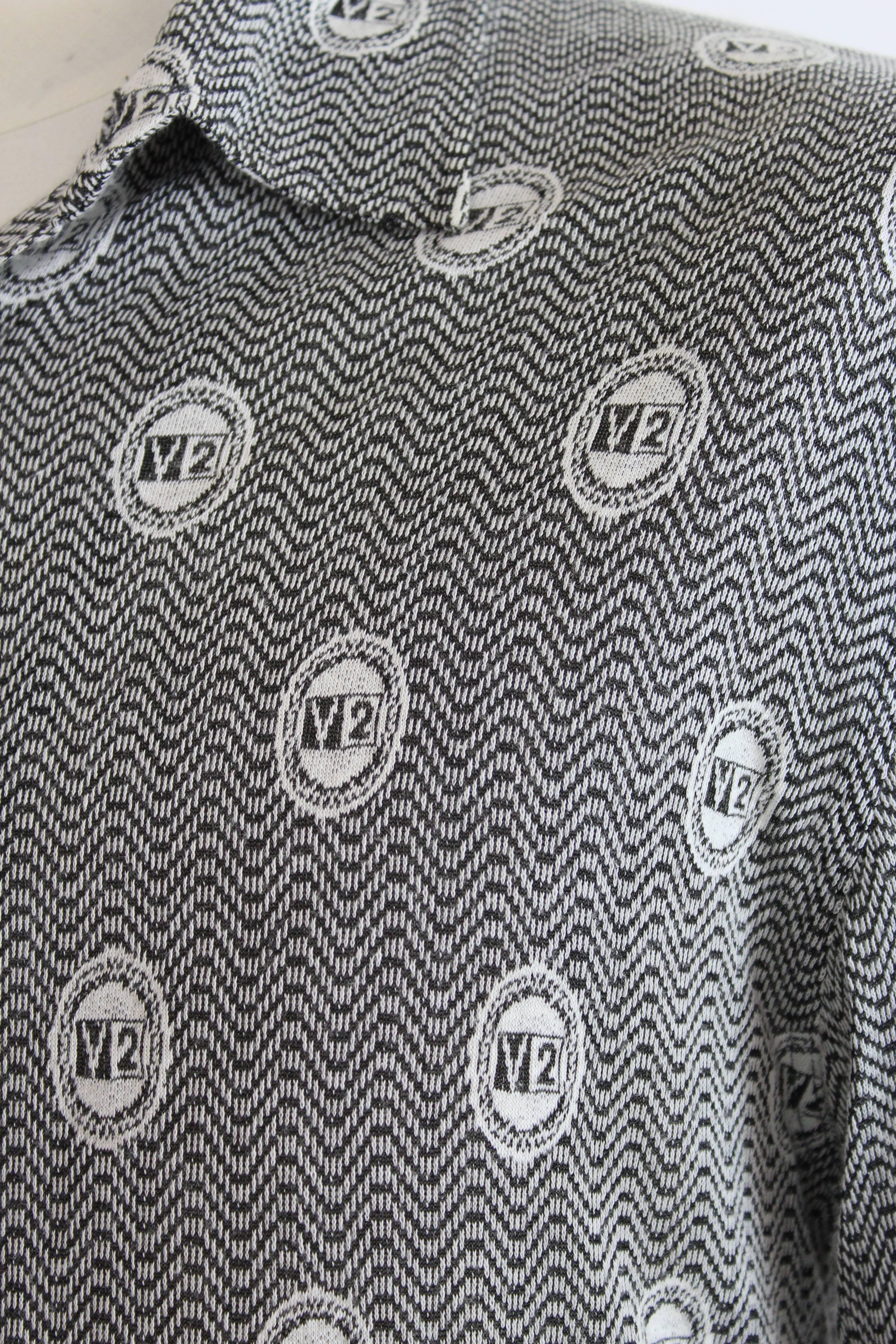Women's or Men's Gianni Versace Classic Monogram Cotton Blend Black and White Italian Shirt, 1990 For Sale