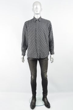 Gianni Versace Classic V2 Men's Checkerboard Pattern Jacquard Shirt, 1990s