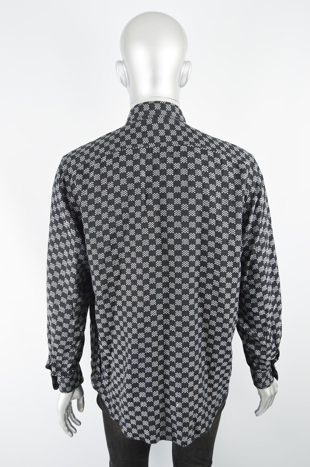 Gianni Versace Classic V2 Men's Checkerboard Pattern Jacquard Shirt, 1990s 3