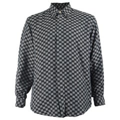 Gianni Versace Classic V2 Men's Checkerboard Pattern Jacquard Shirt, 1990s