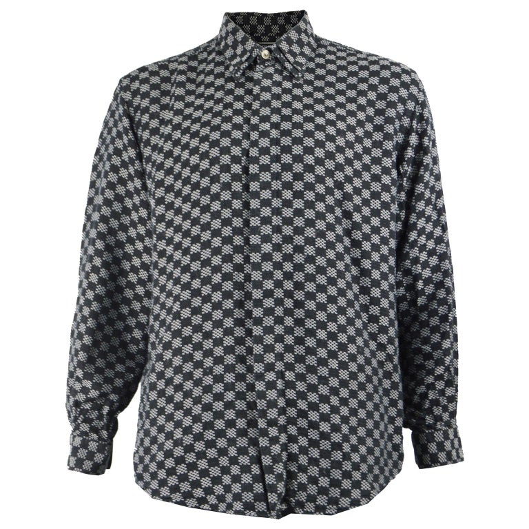 Gianni Versace Classic V2 Men's Checkerboard Pattern Jacquard Shirt ...