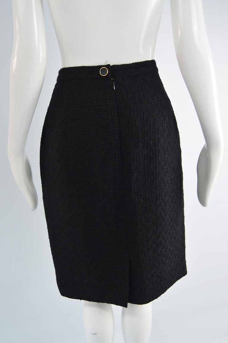 Gianni Versace Classic V2 Womens Vintage Black Wool Bouclé Tweed Skirt ...