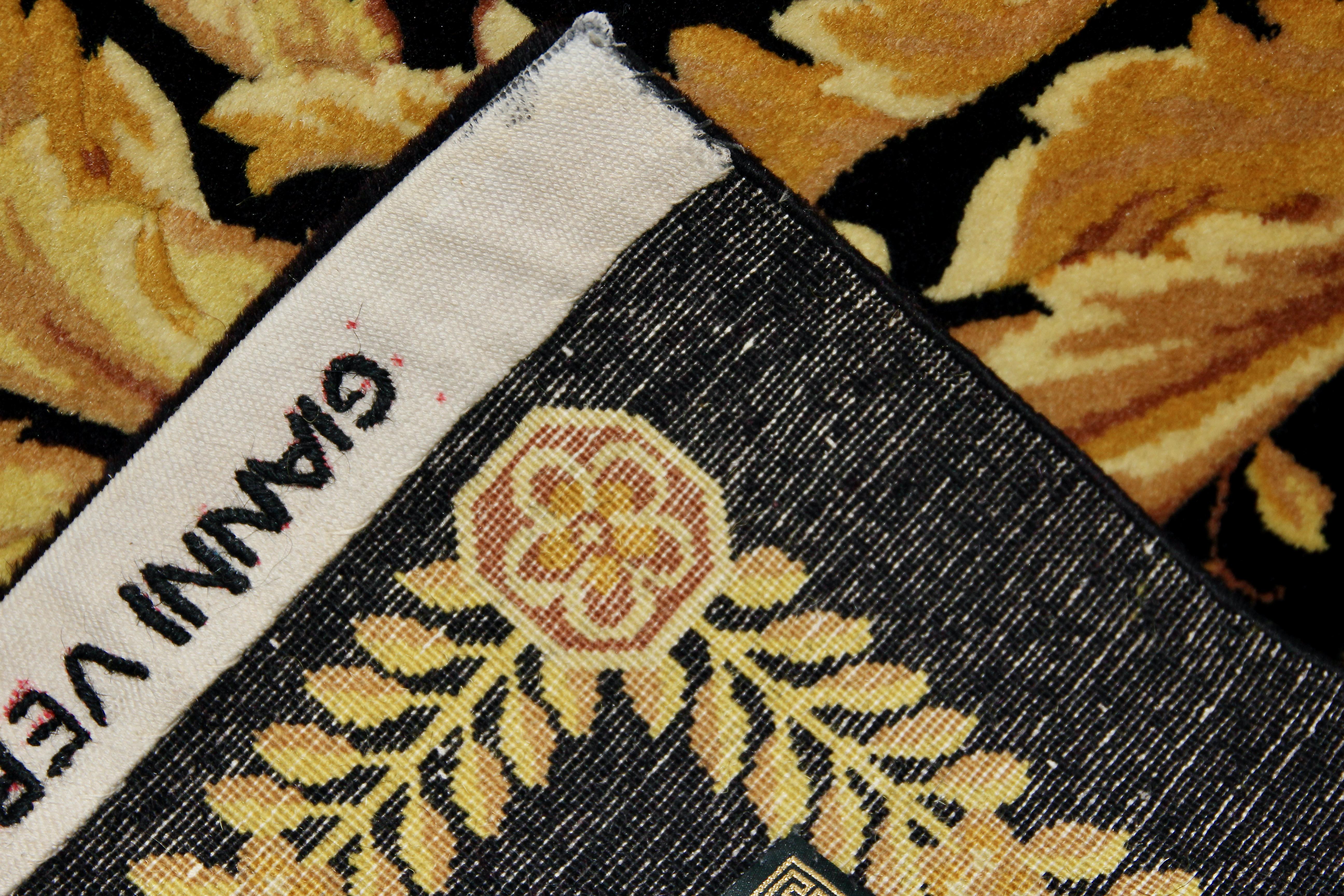 20th Century Gianni Versace Collection Black and Gold Designer Carpet, Rug. Barocco