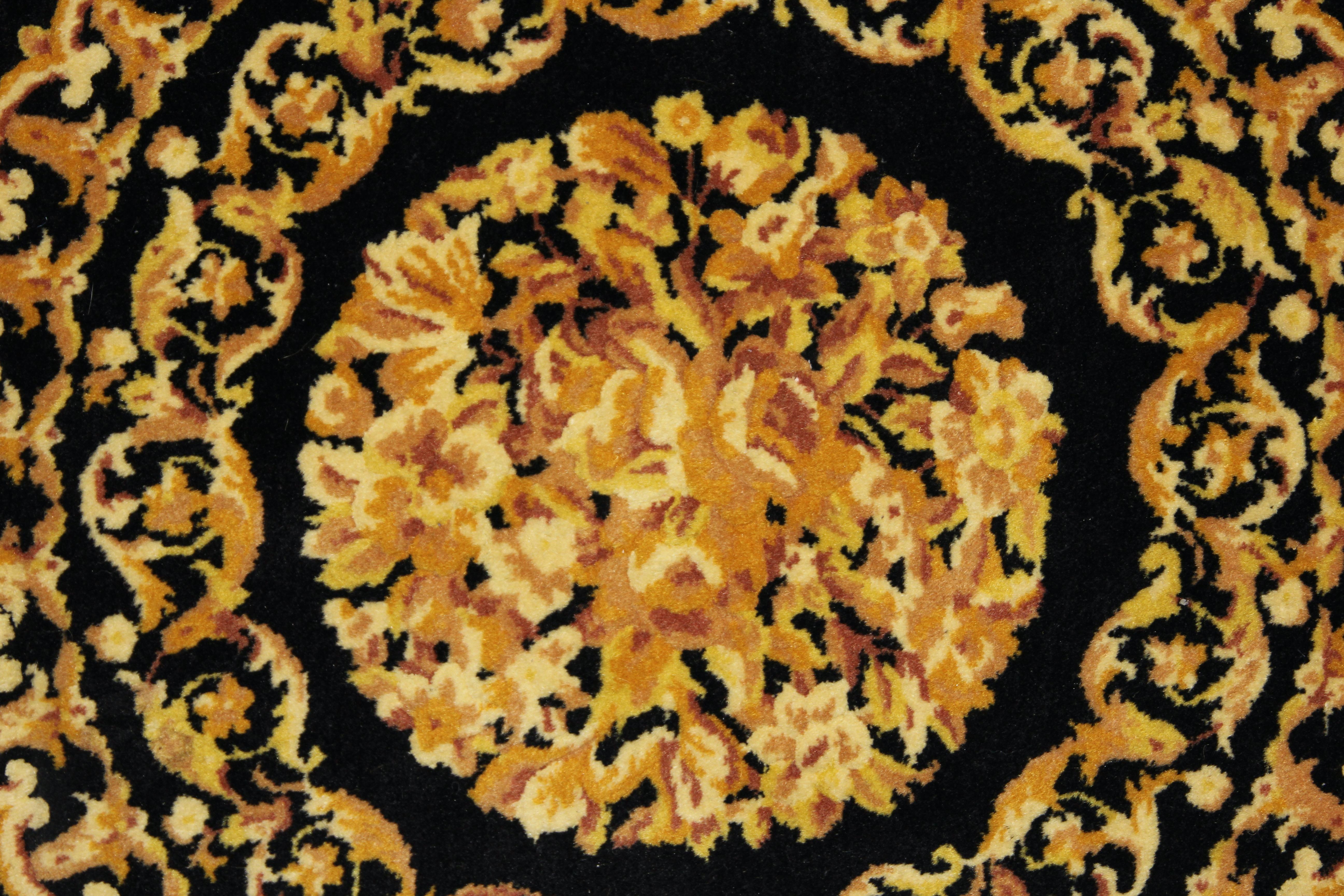 Italian Gianni Versace Collection Black and Gold Designer Carpet, Rug. Barocco For Sale