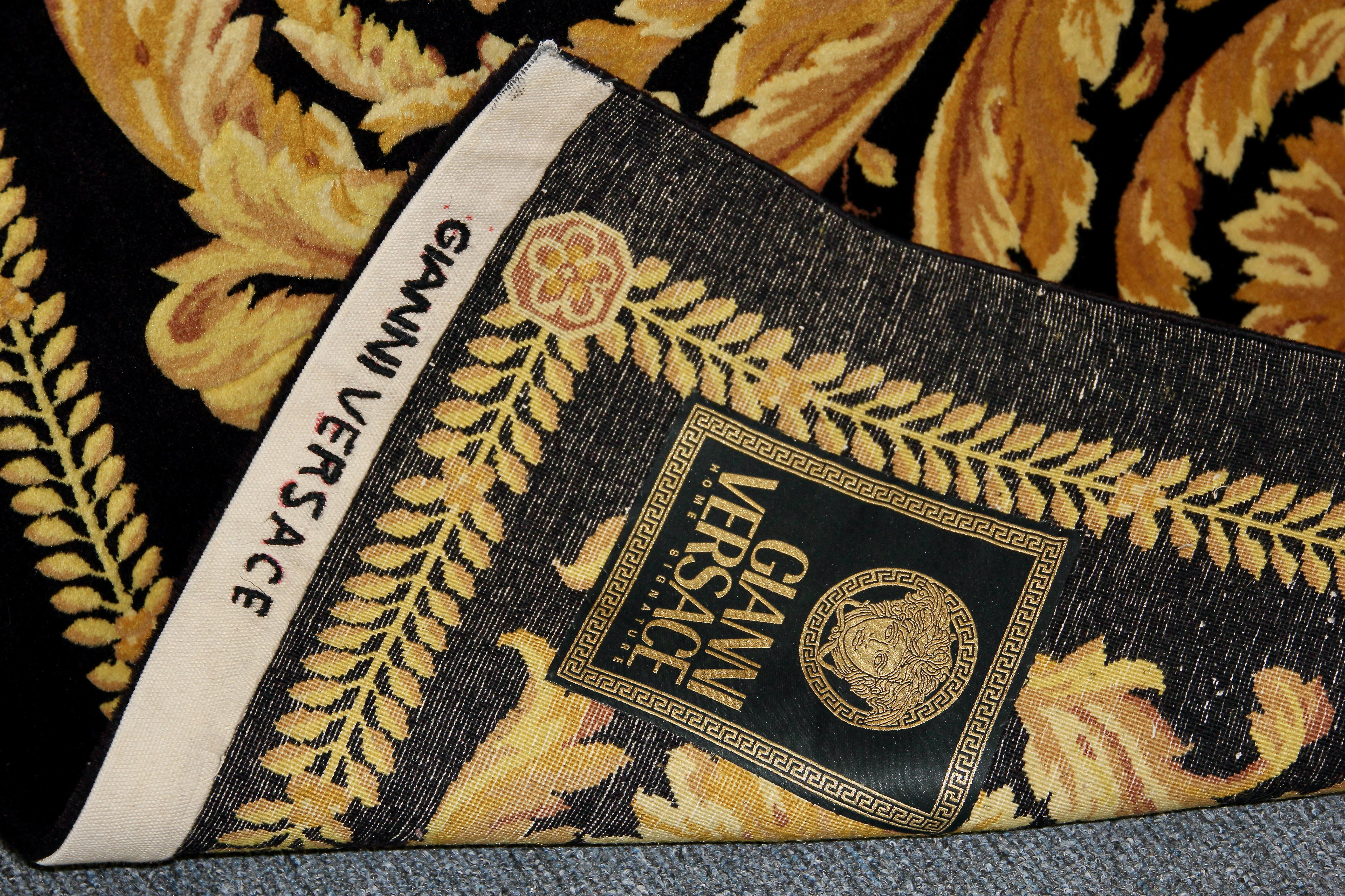 Laine Gianni Versace Collection Black and Gold Designer Carpet, Rug. Barocco en vente