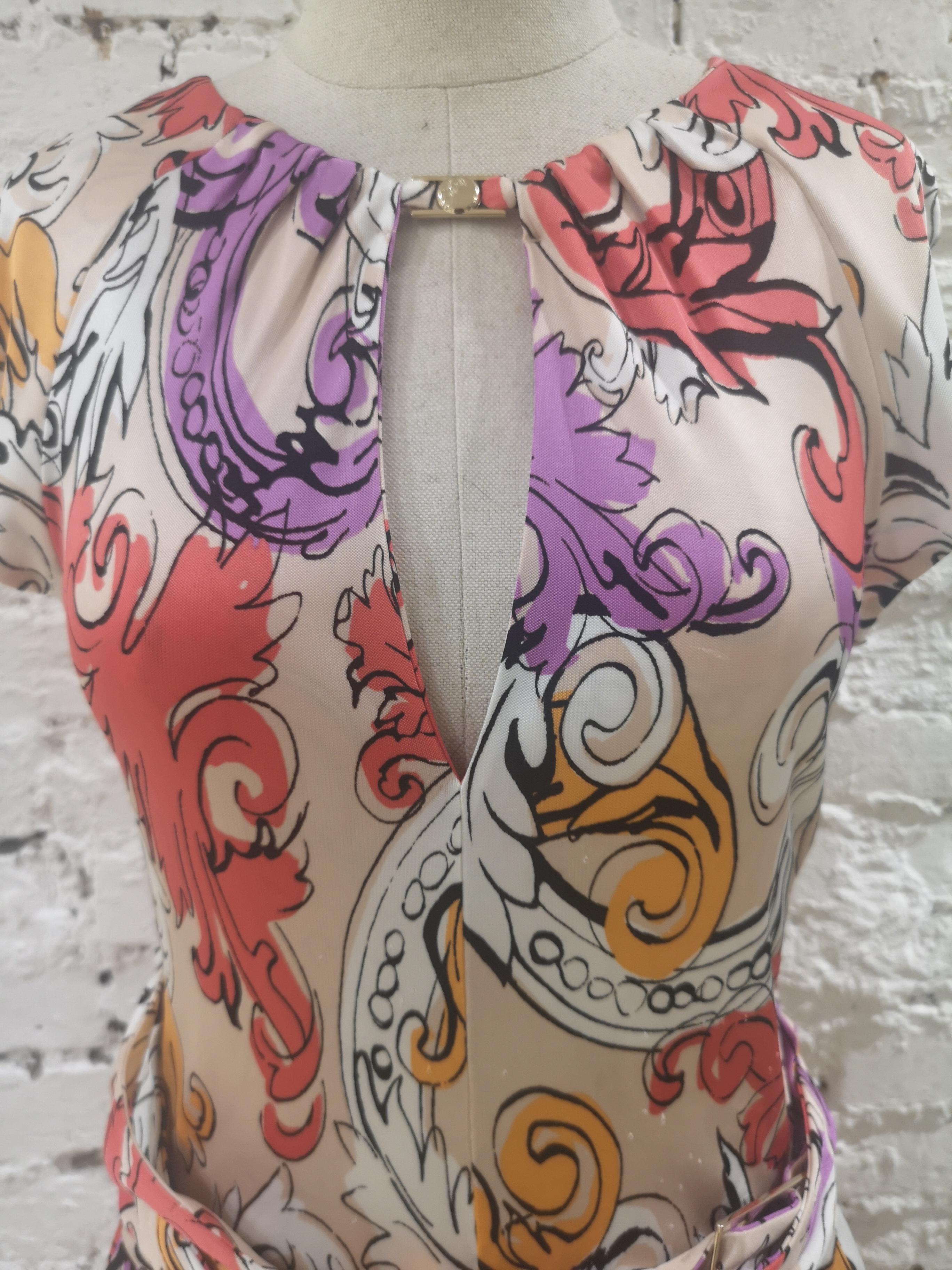 Brown Gianni Versace Collection Jersey multicoloured Dress For Sale