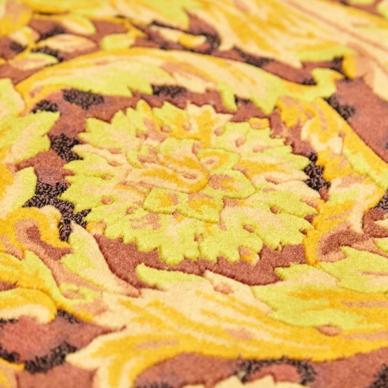 Wool Gianni Versace Collection Rug Wild Barocco, Gold Leopard Animal Print, 1980