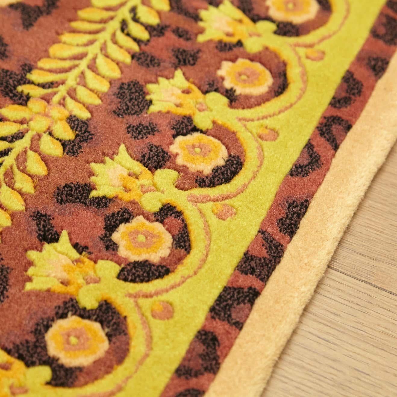 Gianni Versace Collection Teppich Wild Barocco, Gold Leopard Animal Print, 1980 im Angebot 5