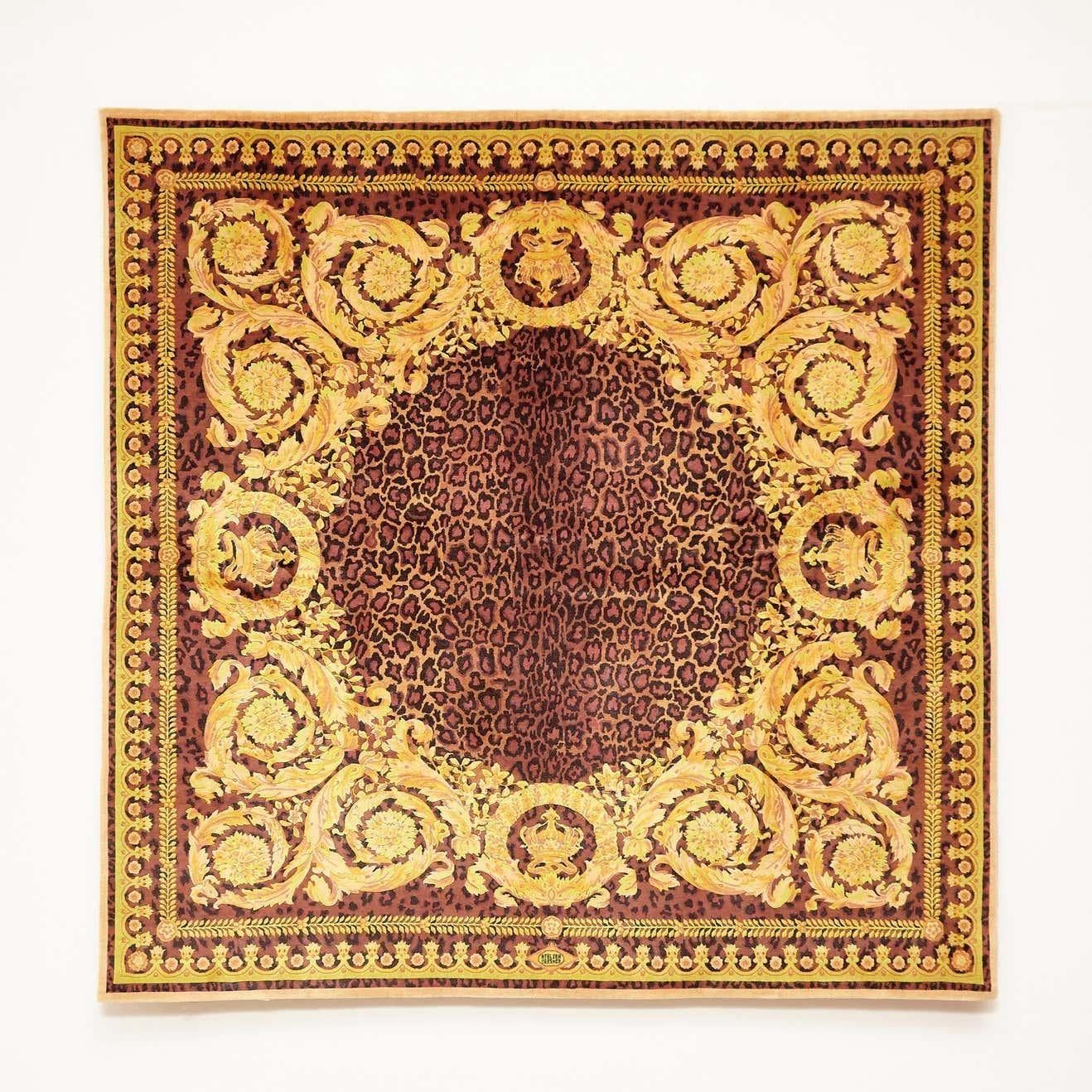 Gianni Versace Collection Rug Wild Barocco, Gold Leopard Animal Print, 1980 For Sale 12